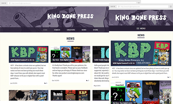 King Bone Press Website Screenshots
